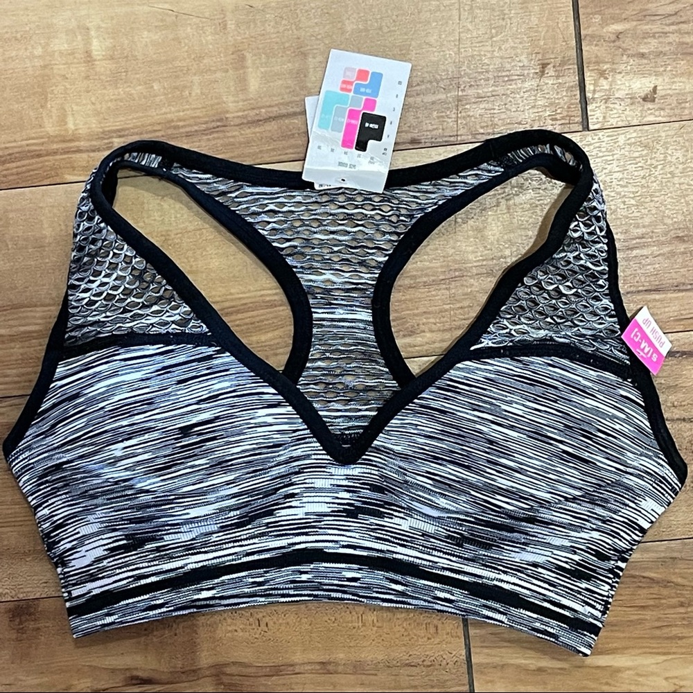 NWT Victoria’s Secret PINK Gray Black White Push Up Sports Bra Small 34 AA A B C